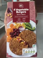 4 Vegetable Burgers Spicy Bean