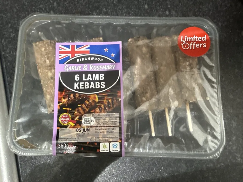 6 Lamb Kebabs (Rosemary And Garlic)