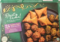 Indian bhajis,  pakoras,  samosas, 24 in box