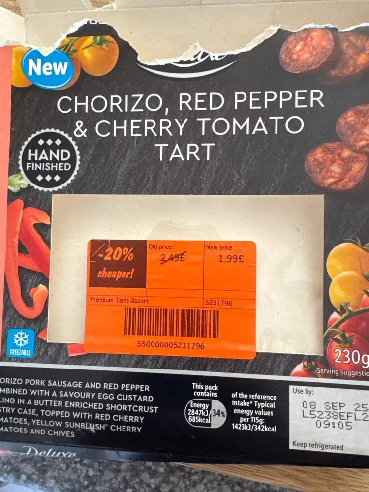 Lidl Chorizo, Red Pepper & Cherry Tomatoe Tart