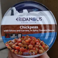 Chickpeas with Olives and Carrots, in Spicy Tomato Sauce