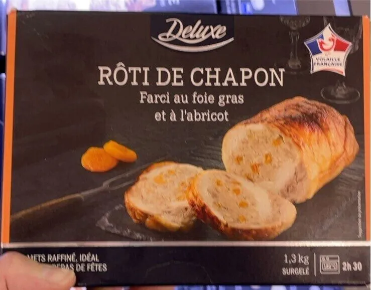 Rôti des chapon farci au foie gras et à l'abricot