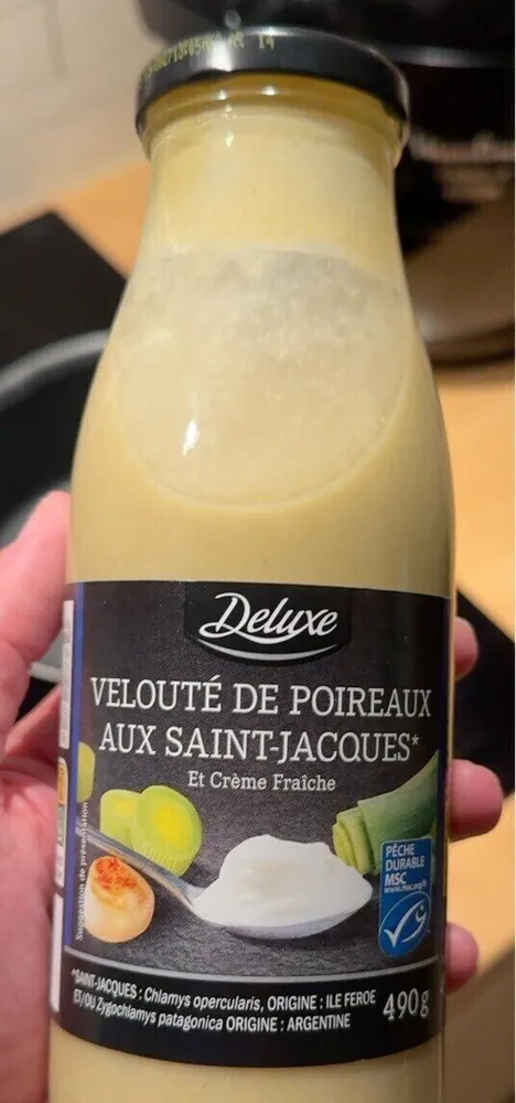 Velouté de poireaux au Saint-Jacques