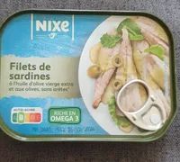 Filets de sardines à l'huile d'olive vierge extra et aux olives, sans arêtes*