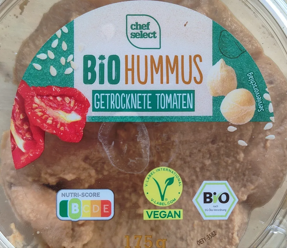 Bio hummus getrocknete tomaten