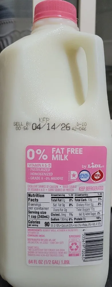 0% Fat Free Milk