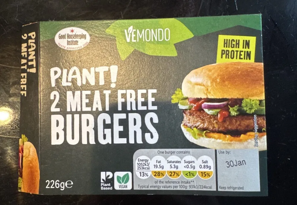 2 meat free burgers
