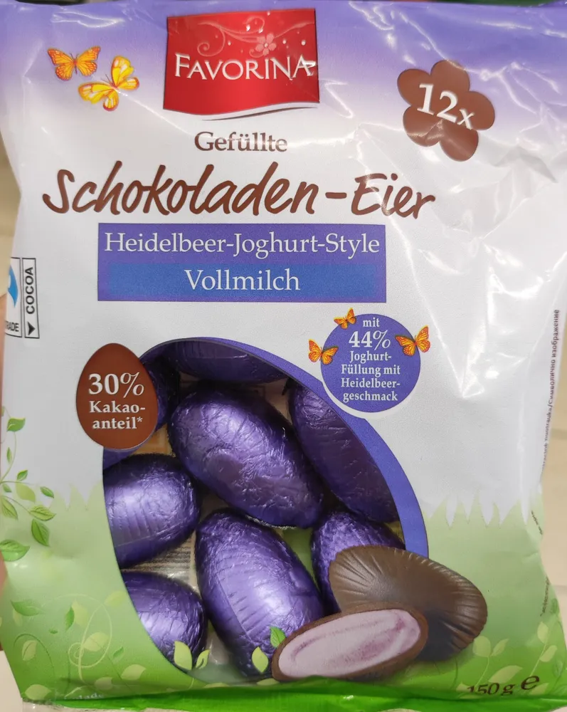Gefüllte Schokoladen-Eier Heidelbeer-Joghurt Style