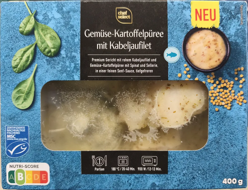 Gemüse-Kartoffelpüree mit Kabeljaufilet