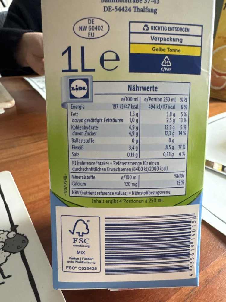 haltbare fettarme Milch