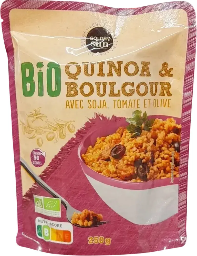 QUINOA & BOULGOUR AVEC SOJA, TOMATE ET OLIVE