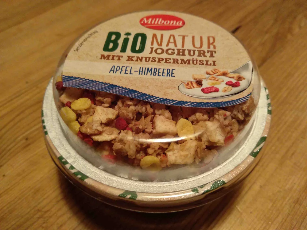 Bio Natur Joghurt mit Knuspermüsli: Apfel-Himbeere