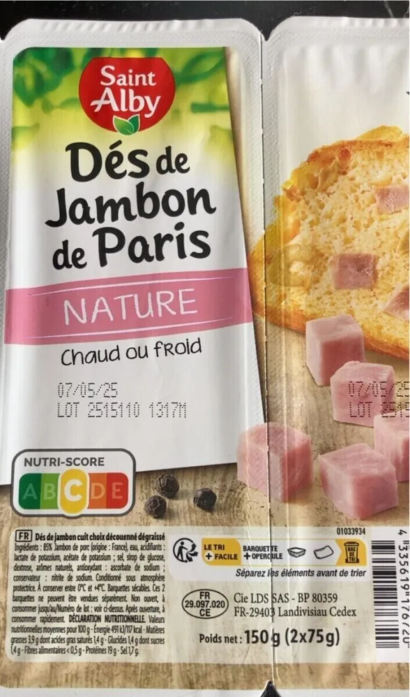Dés de Jambon de Paris NATURE