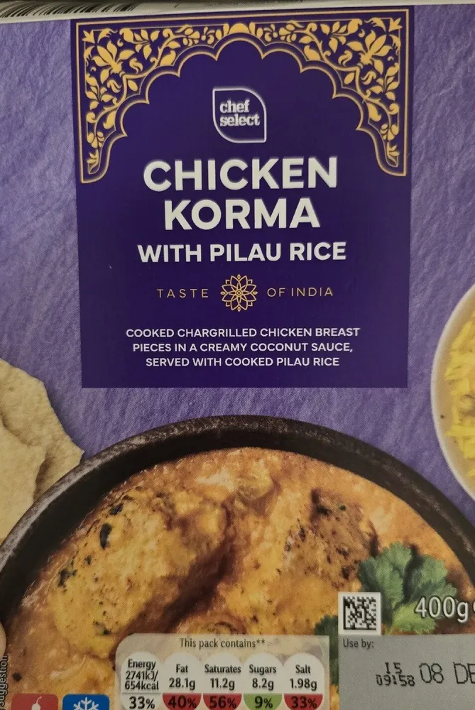 Chicken Korma With Pilau Rice