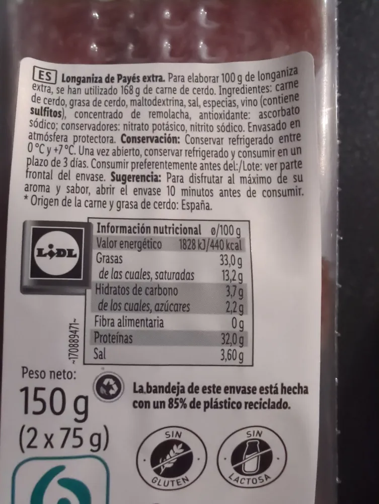 Longaniza de pavo extra