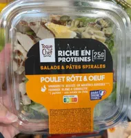 Salade & pates spirale poulet roti et oeuf