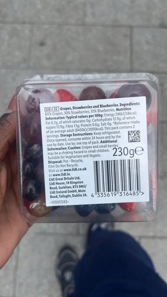 Grapes, Strawberries and Blueberries