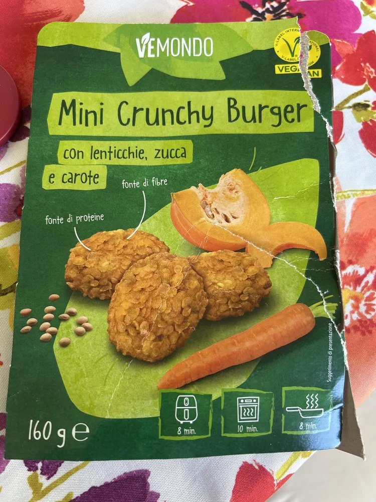 Mini Crunchy Burger con lenticchie, zucca e carote