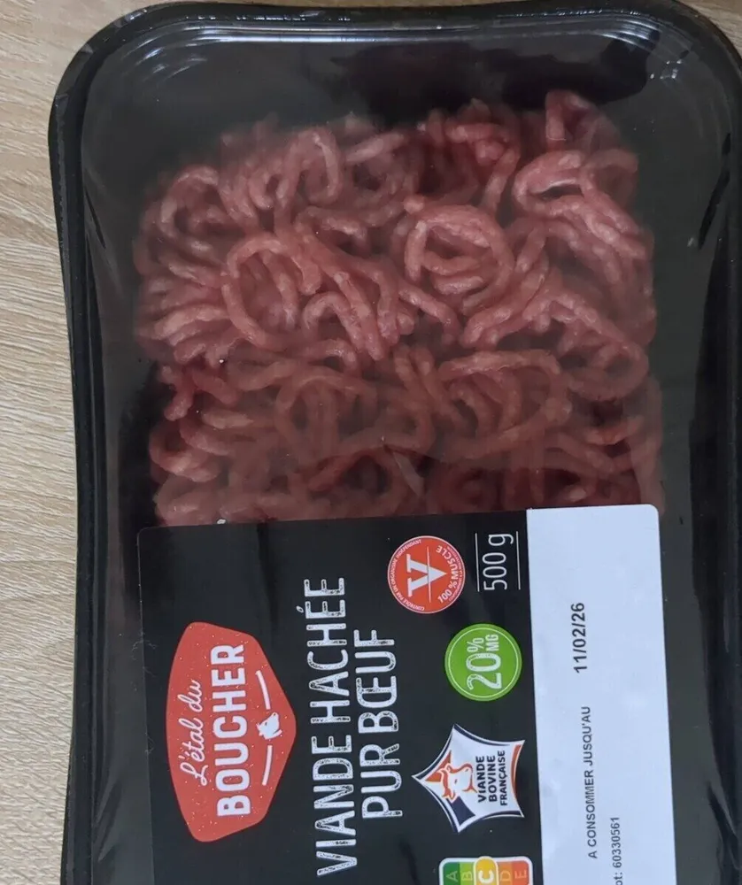 Viande hachée pur bœuf 20% mg