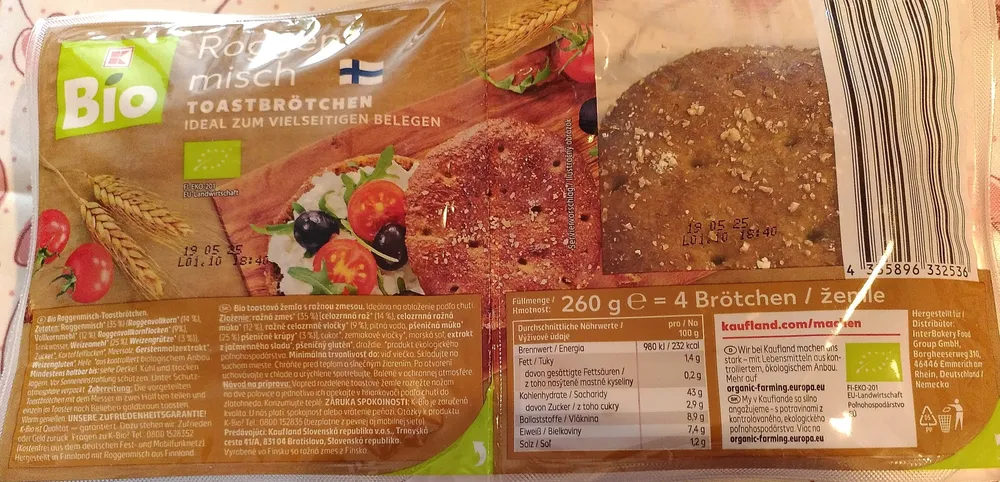 Toast-Brötchen Roggenmisch von K-Bio
