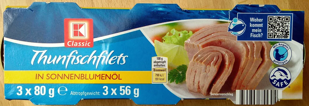 Thunfischfilets in Sonnenblumenöl
