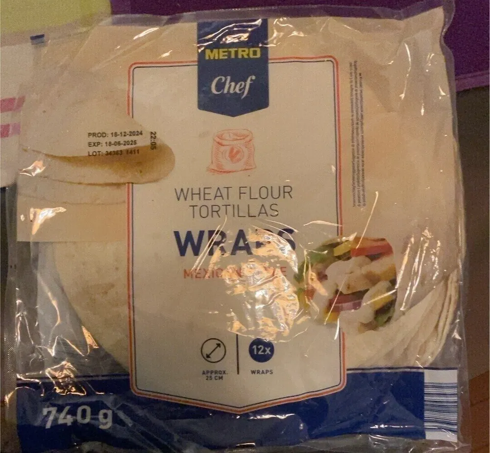 Wheat flour Tortillas Wrap Mexican Style 25CM - Metro Chef