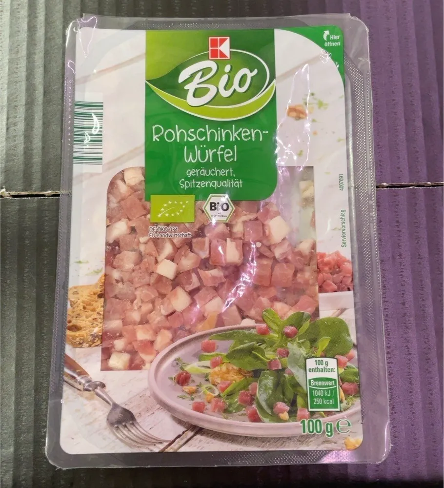 Bio roh Schinken Würfel räuchert