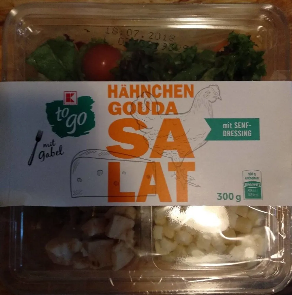 Hähnchen Gouda Salat mit Senf-Dressing