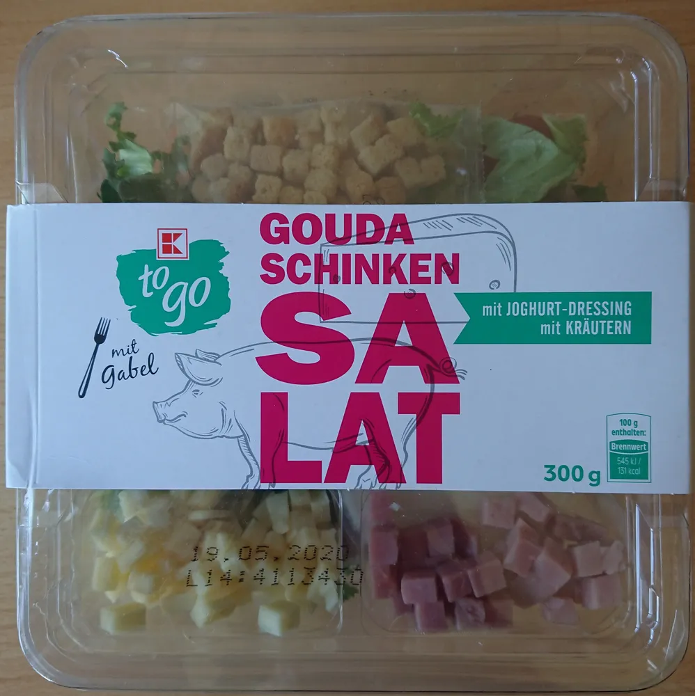 GOUDA SCHINKEN SALAT mit JOGHURT-DRESSING mit KRÄUTERN