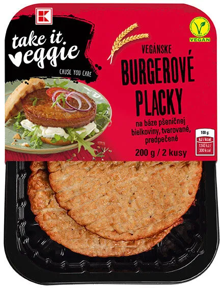 VEGÁNSKE BURGEROVÉ PLACKY na báze pšeničnej bielkoviny, tvarované, predpečené