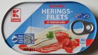Geteilte Herringsfilets in Tomaten-Sauce