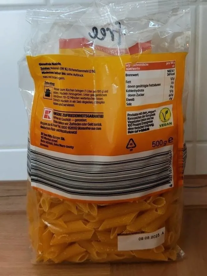 Penne aus Maismehl (Glutenfrei )