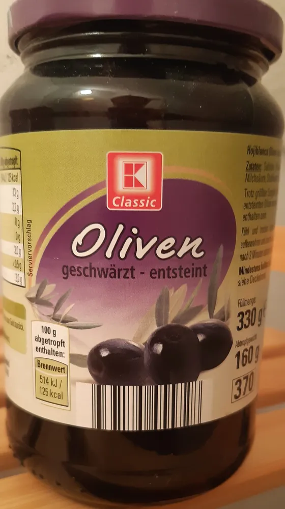 Oliven geschwärzt, entsteint