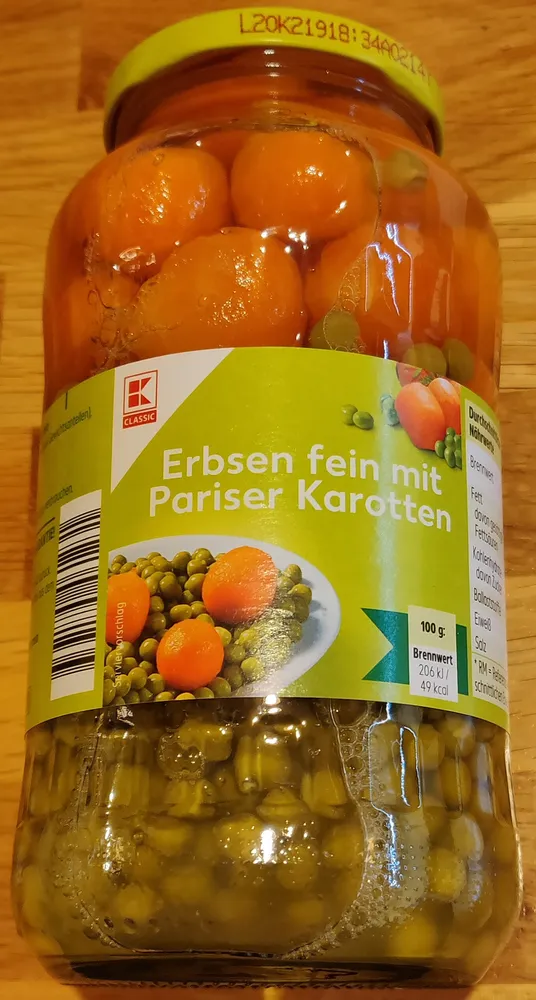 Erbsen Fein mit Pariser Karotten