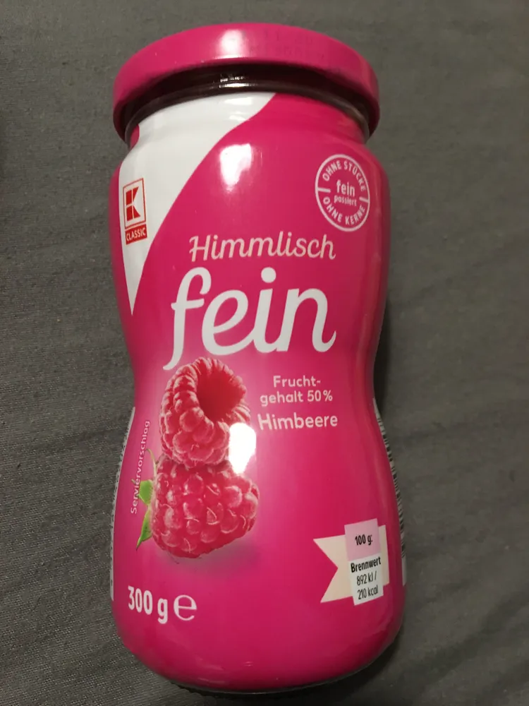 Fruchtaufstrich Himbeere, fein passiert (“himmlisch fein”)
