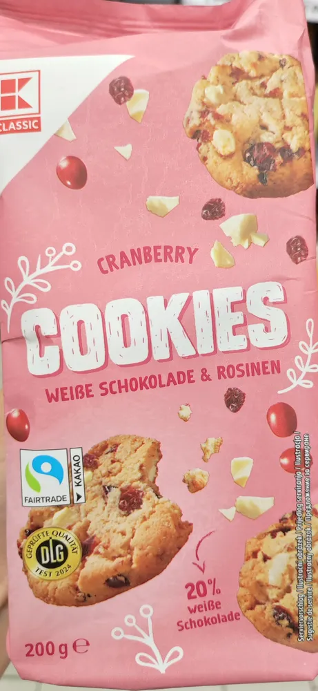 Cranberry Cookies Weiße Schokolade Rosinen
