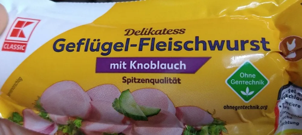 Delikatess Geflügel-Fleischwurst mit Knoblauch