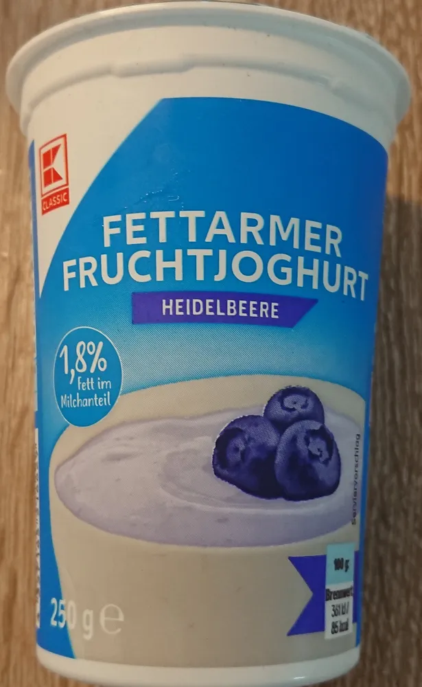Fettarmer Fruchtjoghurt Heidelbeere