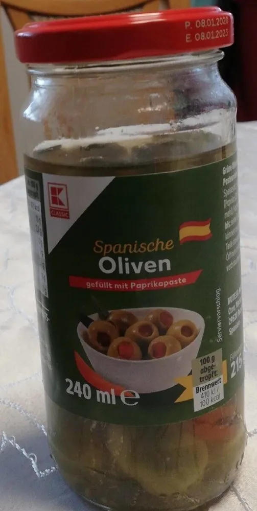 Oliven - gefüllt mit Paprikapaste