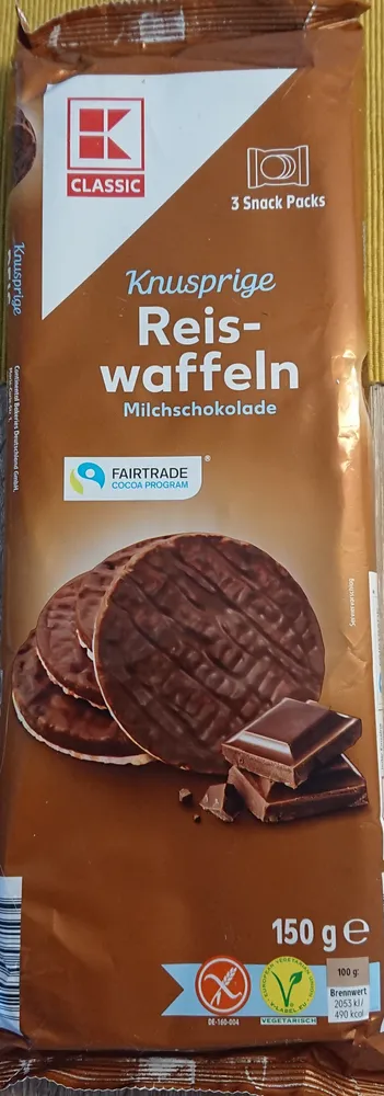 Knusprige Reiswaffeln Milchschokolade