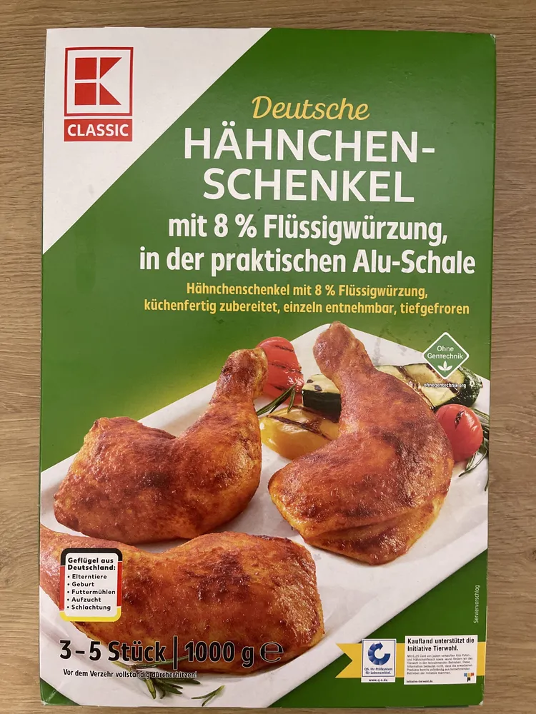 Deutsche Hähnchenschenkel mit 8% Flüssigwürzung