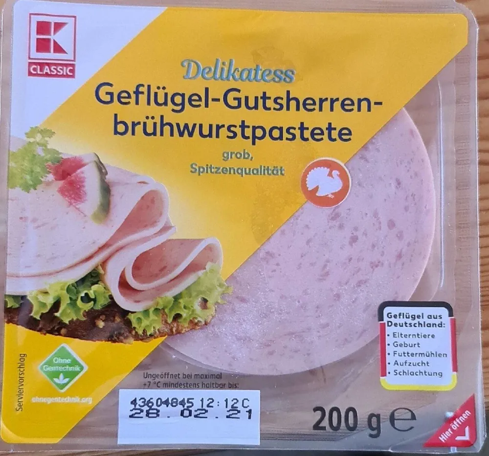 Geflügel-Gutsherren-brühwurstpastete