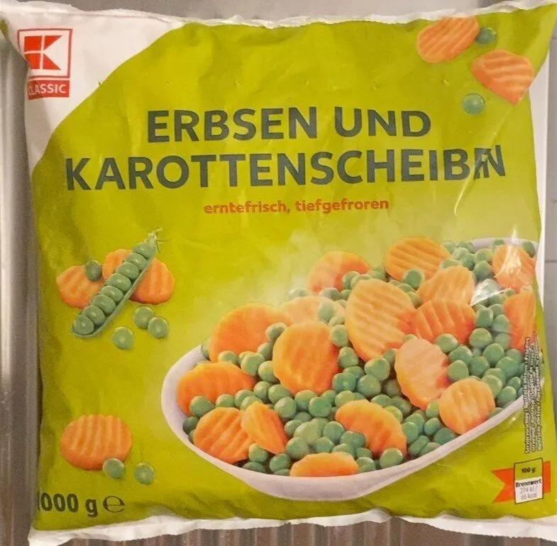 Erbsen und Karotten Scheiben