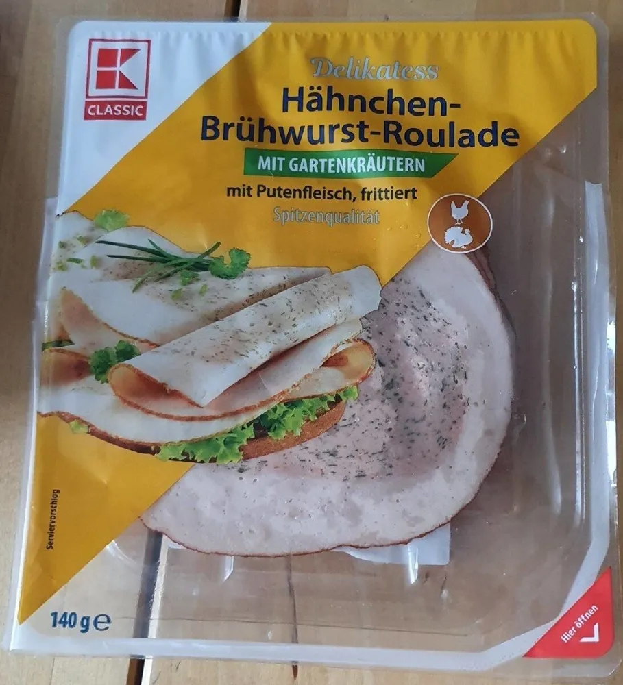 Hähnchen-Brühwurst-Roulade