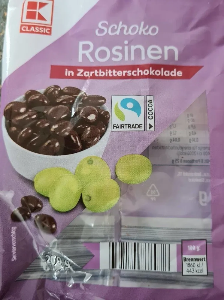 Schoko Rosinen in Zartbitterschokolade