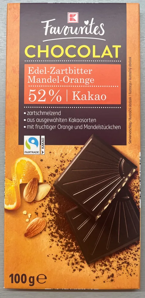 Hořká čokoláda s pomerančem a mandlemi