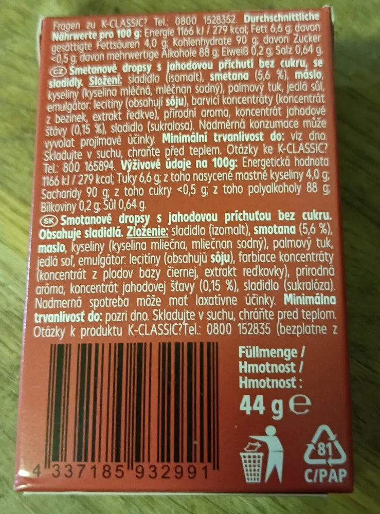 Bonbon Erdbeer Sahne zuckerfrei