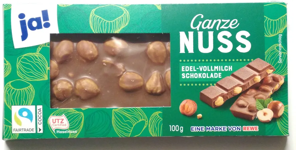 Edel-Vollmilch Schokolade Ganze Nuss