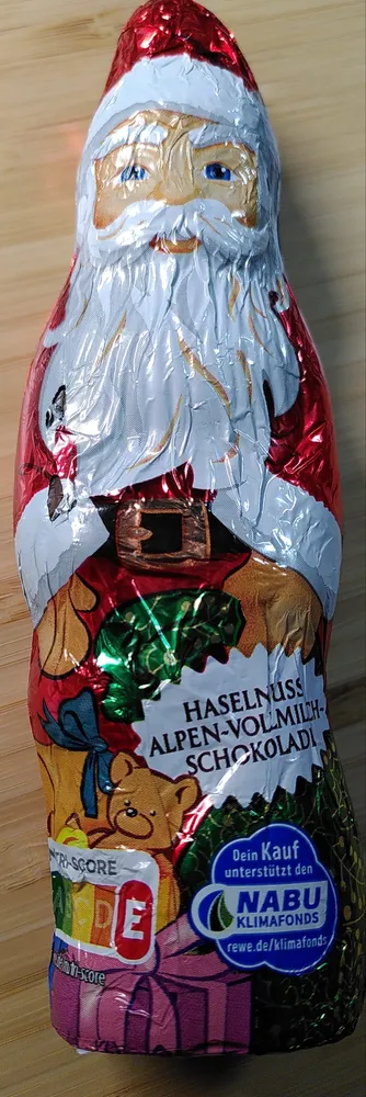 Schokoladen Weihnachtsmann Haselnuss Alpen-Vollmilchschokolade