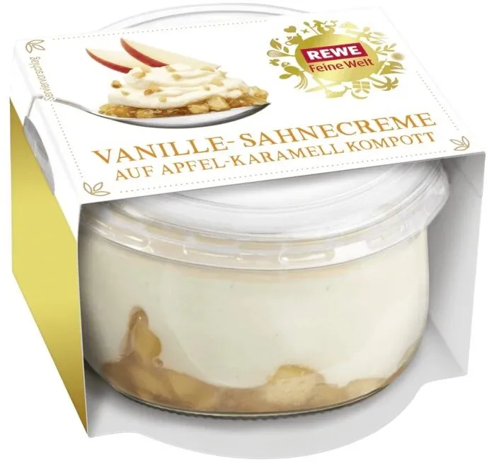 Vanille-Sahnecreme auf Apfel-Karamell Kompott